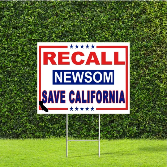 Discover Recall Newsom Save California Yard Sign with H Stake