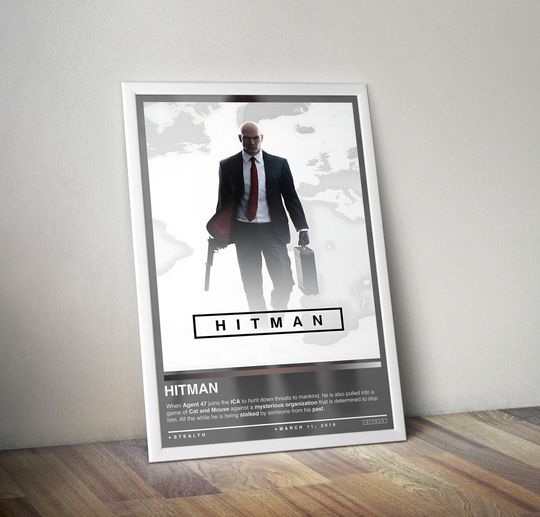 Hitman 2016 Poster Print | Hitman Cover | Gaming Poster| Gaming Decor | Video Game Posters | Gaming Gifts | Video Game Prints