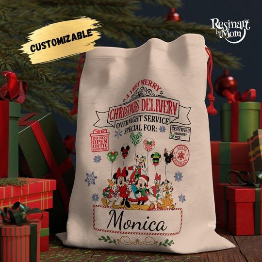 Discover Holiday gift bag reusable | Christmas Santa Sack | Custom Christmas Gift Bag | Holiday Present Sack with Name