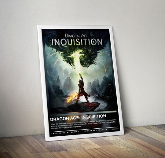 Discover Dragon Age Inquisition Poster Print | Gaming Cover | Gaming Poster, 4 Colors, Gaming Decor, Video Game Poster, Gaming Gift, Video Game Print