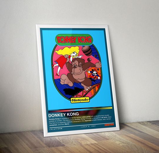Discover Donkey Kong Poster Print | Donkey Kong Cover | Gaming Poster | 4 Colors | Gaming Decor | Video Game Poster | Gaming Gift | Gaming Wall Art