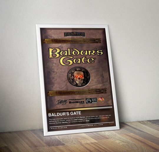 Discover Baldur's Gate Poster Print | Baldur's Gate Cover | Gaming Poster | 4 Colors | Gaming Decor, Video Game Poster, Gaming Gift, Video Game Print