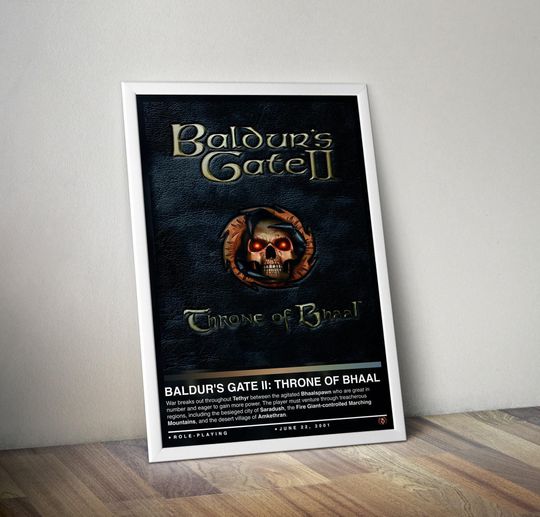 Discover Baldur's Gate 2 Poster Print | Baldur's Gate Cover | Gaming Poster, 4 Colors, Gaming Decor, Video Game Poster, Gaming Gift, Video Game Print