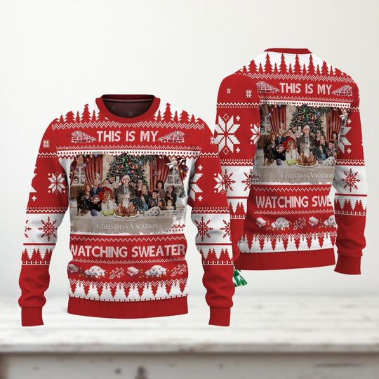 Discover Christmas Vacation Watching Ugly Sweater, Funny Family Scene Ugly Christmas Sweater, Holiday Movie Gift for Fans, Xmas Holiday Gift