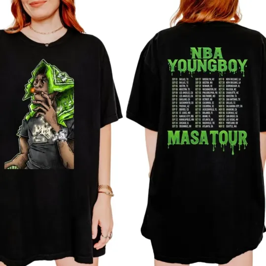 Discover YoungBoy Masa Tour 2025 Double Sided T-Shirt
