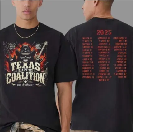 Discover Texas Hippie Coalition Live In Concert Double Sided Unisex T-Shirt 2025 Tour
