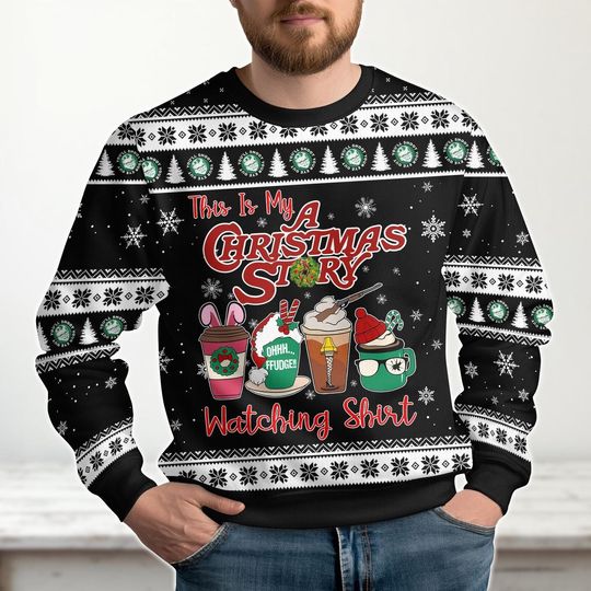 A Christmas Story Watching Ugly Sweater, Funny Holiday Movie Ugly Christmas Sweater, Cozy Winter Gift for Fans, A Christmas Story Gift