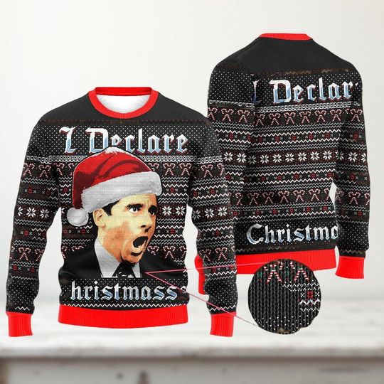 Michael Scott Christmas Ugly Sweater, The Office Happy Birthday Jesus Ugly Sweater, The Office TV Show Sweater, Xmas Holiday Sweater