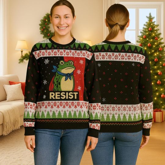 Discover Frog Resist Ugly Sweater, Portland Frog Anti-ICE Shirt, Portland Frog Protester, Anti ICE Tee, Protest TShirt, Deportation Resistance