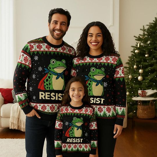 Portland Frog Protest Sweater, Frog Resist Ugly Sweater, Portland Frog Anti-ICE Shirt, Anti ICE Tee, Protest, Deportation Resistance