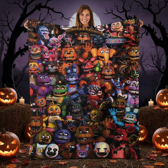 Five Nights at Freddys Blanket, FNAF Fleece Blanket, Gamer Gift