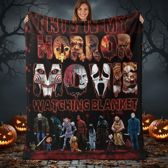 Discover Horror Movie Blanket, Halloween Scary Character Throw, Classic Horror Villains Blanket, Spooky Halloween Decor Gift for Horror Fans