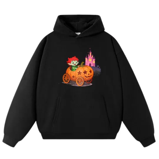 Discover Cute Goblin in Pumpkin Carriage Halloween Hoodie