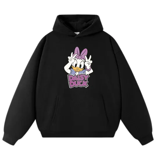 Discover Disney Daisy Duck Funny Gesture Cartoon Sweatshirts，Unisex Trendy Loose Hoodie