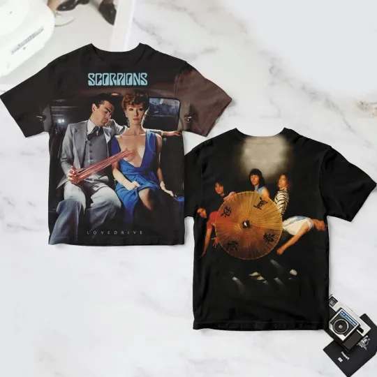 Discover Scorpions Band Lovedrive Album 3D AOP Shirt Unisex S-5XL