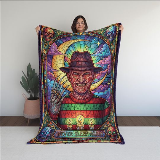 Freddy Krueger Fleece Blanket: Never Sleep Again - Horror Movie Bedding