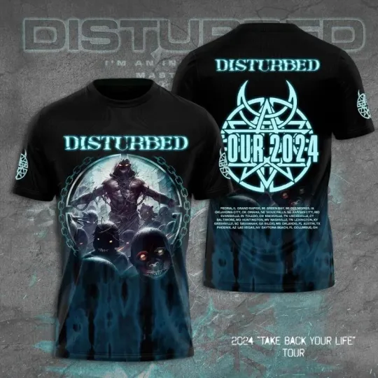 Discover Disturbed Band Tour 2024 3D T-Shirt for Concert