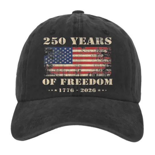 Discover 250 Years Of Freedom 1776-2026 Vintage American Flag Patriotic USA Baseball Cap