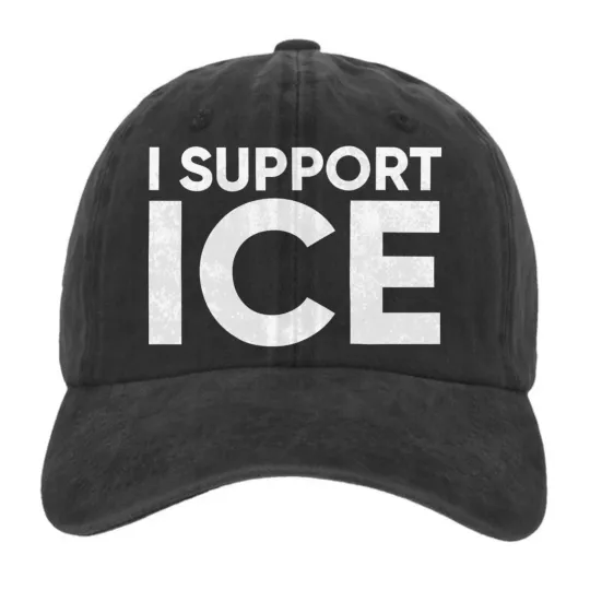 Discover I Support ICE - Patriotic Stars & Stripes Baseball Cap Dad Hat Adjustable