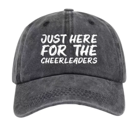 Discover Just Here for the Cheerleaders Hat Funny Game Day Graphic Washed Baseball Cap