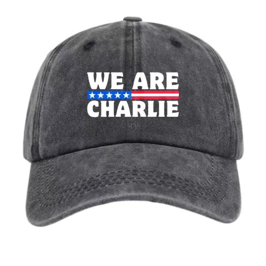 Discover We Are Charlie Baseball Cap Charlie Kirk Tribute Stars and Stripes Dad Hat