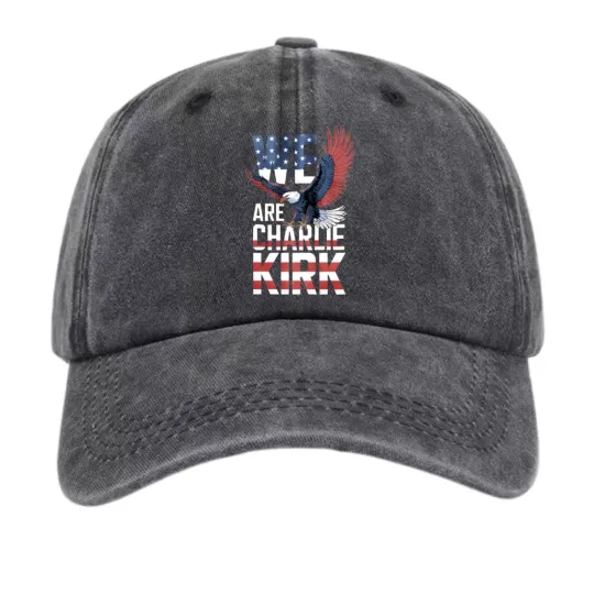 Discover We Are Charlie Kirk Eagle American Flag Baseball Cap Vintage Dad Hat