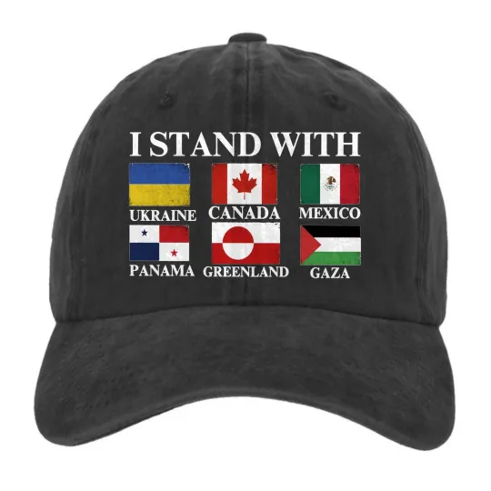 Discover I Stand With Nations Flag Hat – Ukraine Canada Mexico Panama Greenland Gaza Cap