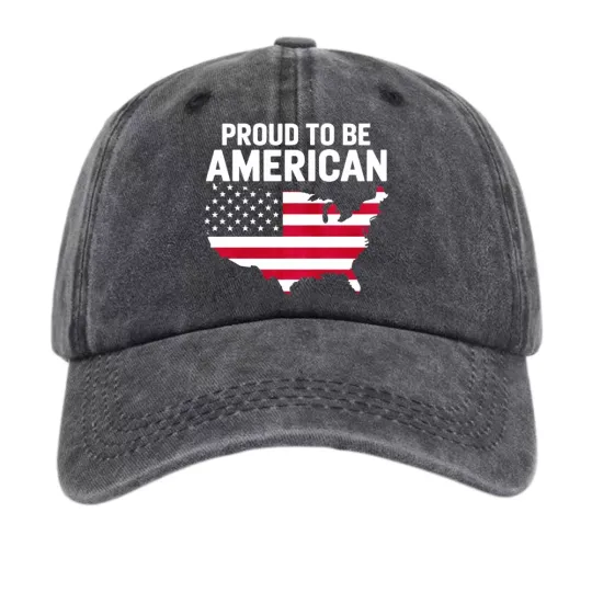 Discover "Proud To Be American" American Flag Map Vintage Baseball Cap