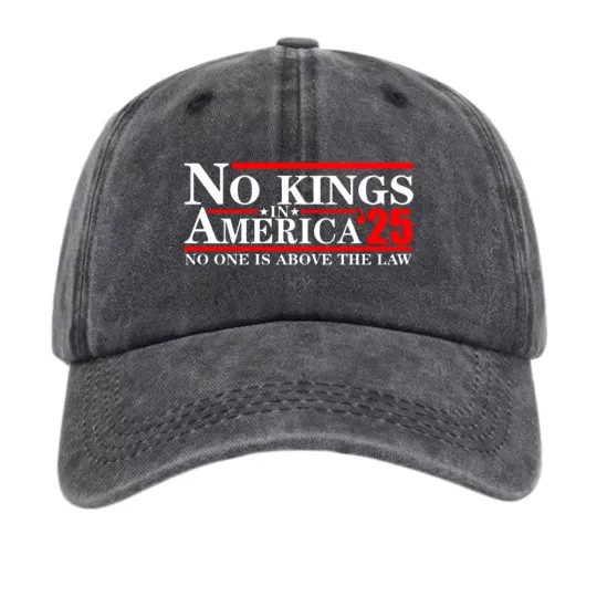 Discover No Kings in America 2025 Hat Patriotic Vintage Washed Denim Baseball Cap USA