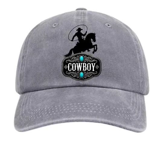 Discover Horse Rider Silhouette COWBOY Western Graphic Hat Retro Trendy Baseball Cap