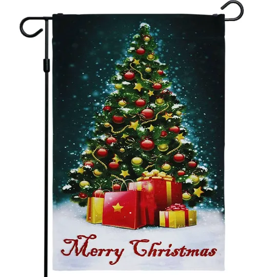 Garden Flag Christmas Winter Decoration 12x18 Colorful Christmas Tree