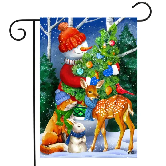Discover Briarwood Lane Woodland Snowman Christmas Garden Flag