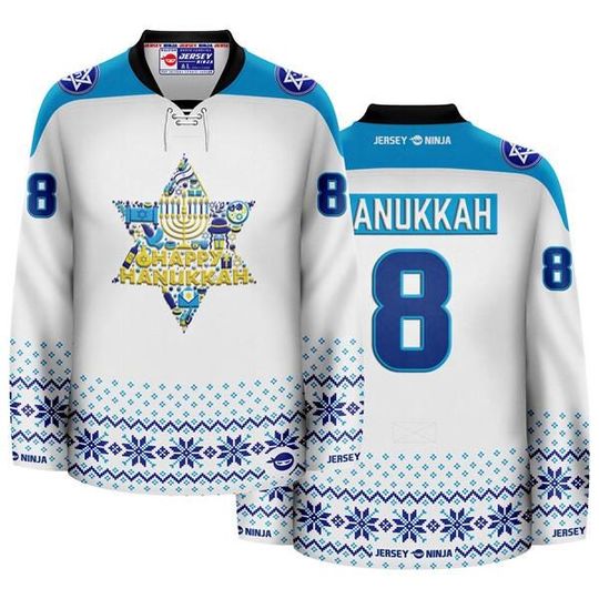 Discover Hanukkah Star of David Collage White Holiday Hockey Jersey