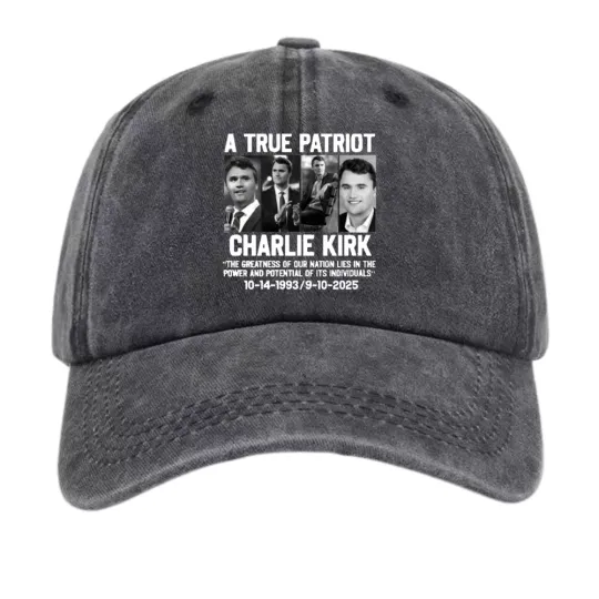 Discover Charlie Kirk A True Patriot Baseball Cap USA Quote Graphic Adjustable Hat