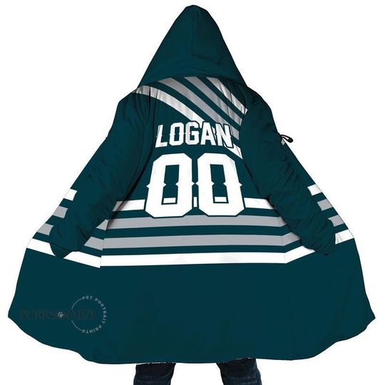 Discover Personalized Name Number Football  Hooded Cloak Coat, Custom Name Philadelphia Football Team Cloak Coat, Custom Any Sport Favorite Team