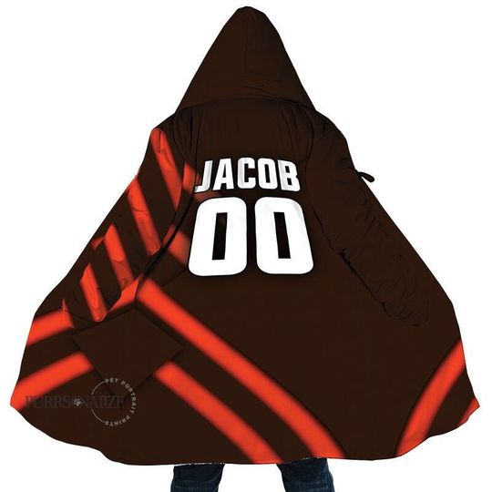 Discover Personalized Name Number Football  Hooded Cloak Coat, Custom Name CLEVELAND Football Team Cloak Coat, Custom Any Sport Favorite Team, Gift