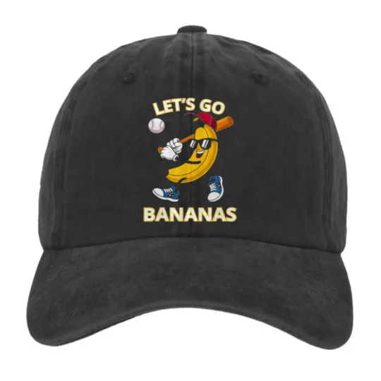 Discover Let’s Go Bananas Baseball Funny Cartoon Graphic Dad Hat Graphic Printed Cap