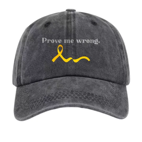 Discover Prove Me Wrong Yellow Ribbon Quote Baseball Cap Distressed Dad Hat
