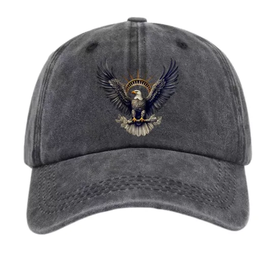 Vintage Baseball Cap with Bald Eagle and Statue of Liberty Elements