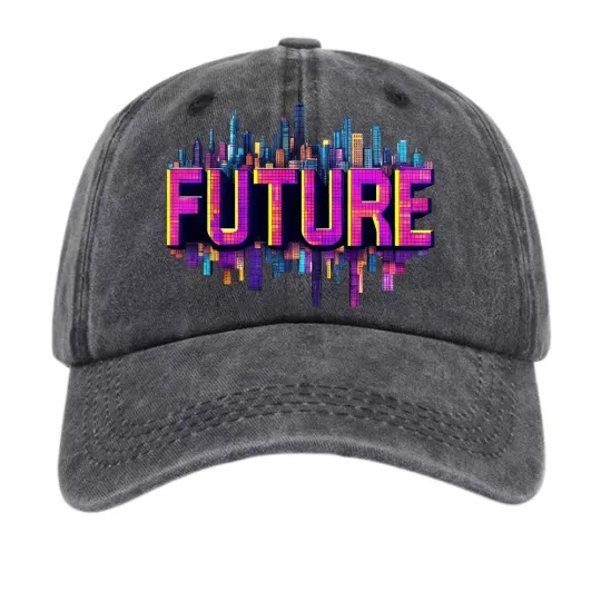 Discover Future City Skyline Print Casual Wear Hat Retro Fashionable Trendy Baseball Cap