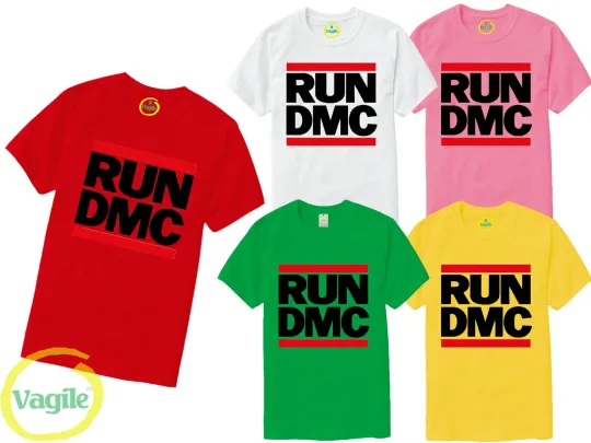 Discover RUN DMC Logo T-Shirt Black White Unisex Hip Hop Retro