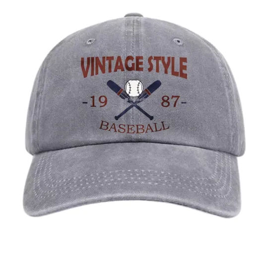 Discover 1987 Crossed Bats&Ball for Sports Fans Graphic Retro Hat Streetwear Baseball Cap