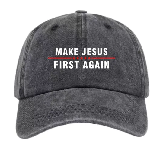 Discover Make Jesus First Again Hat Christian Faith Patriotic Baseball Cap Dad Hat