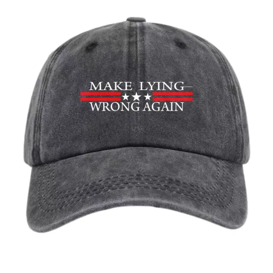 Discover Make Lying Wrong Again Patriotic Slogan Baseball Cap Adjustable Dad Hat