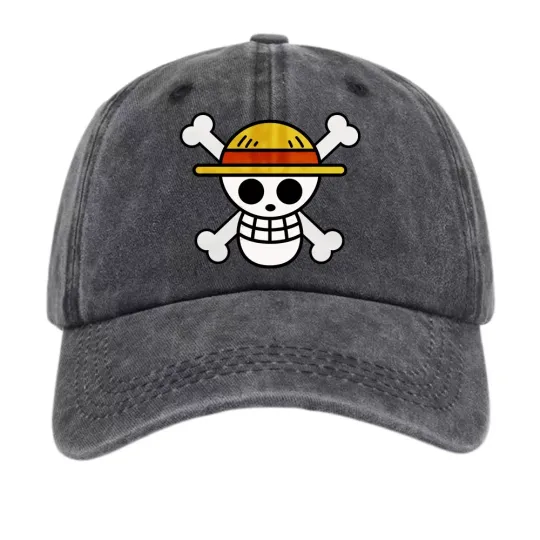 One Piece Straw Hat Skull Print Fashionable Trendy Casual Baseball Cap