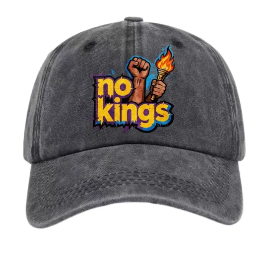 Discover No Kings Fist and Torch Graphic Print Streetwear Hat Casual Trendy Baseball Cap