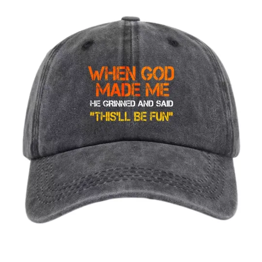 Discover When God Made Me Hat Funny Christian Quote Faith Graphic Baseball Cap Unisex