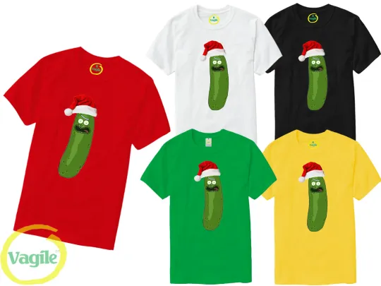 Discover Christmas Pickle Santa T-Shirt Kids & Adults