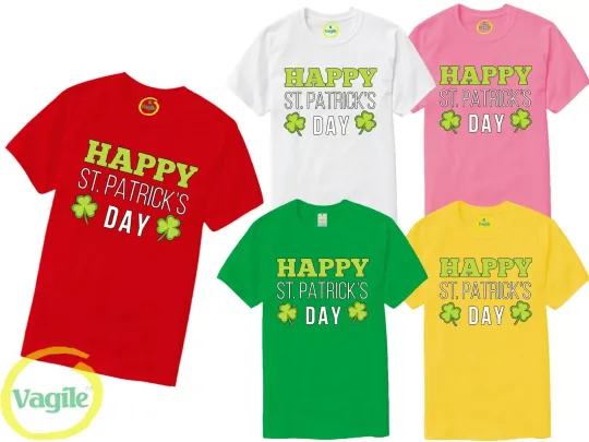 Discover Happy St Patrick's Day T-Shirt Irish Shamrock Ireland Kids Adults