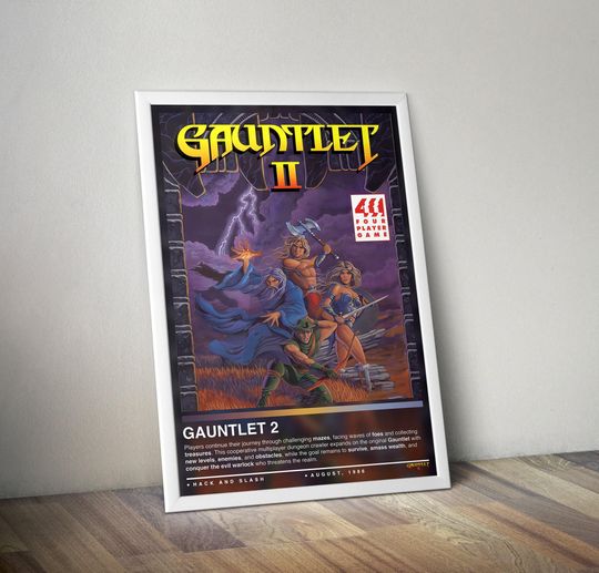 Discover Gauntlet 2 Poster Print | Gauntlet Cover | Gaming Poster | 4 Colors | Gaming Decors | Video Game Posters | Gaming Gifts | Video Game Prints